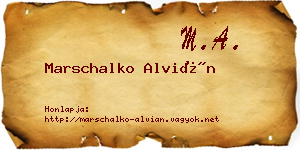 Marschalko Alvián névjegykártya